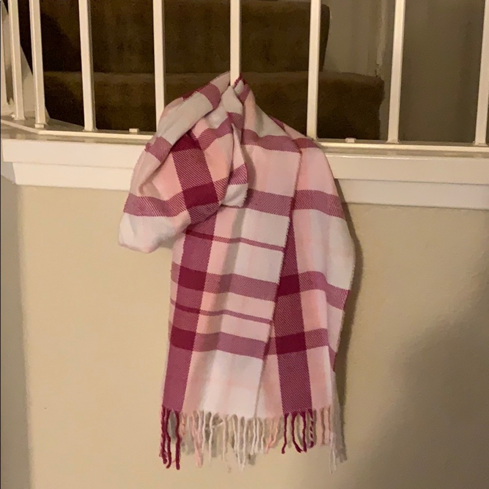 Pink and white scarf